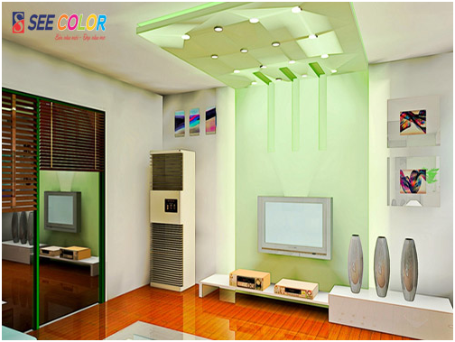 Sơn màu cốm cho phòng khách đẹp 