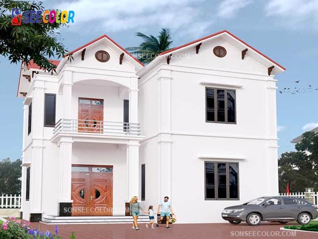 Bạn có thể chọn phương án sơn toàn bộ ngôi nhà bằng màu trắng sứ