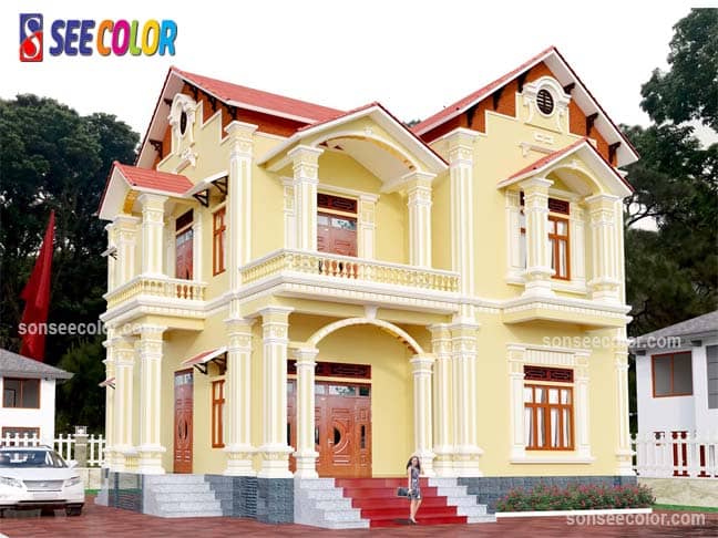 Sử dụng màu trắng để sơn các đường chỉ nhỏ