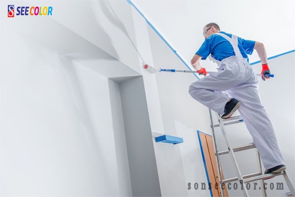 Thi công sơn bằng dụng cụ chuyên nghiệp 