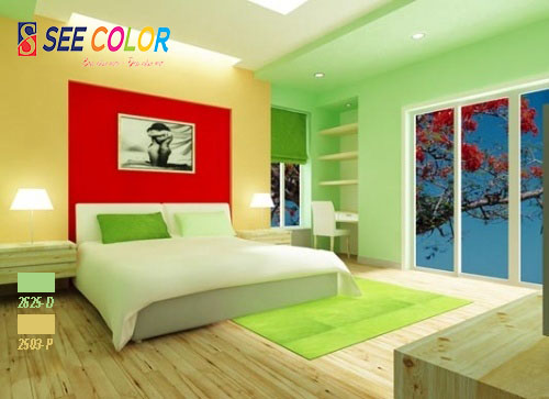 Sơn trong nhà màu xanh lá cây hợp mệnh mộc 