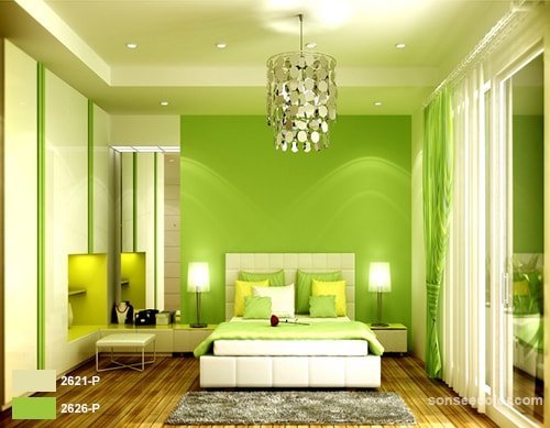 Người mệnh mộc hợp màu sơn phong thuỷ màu xanh lá cây 