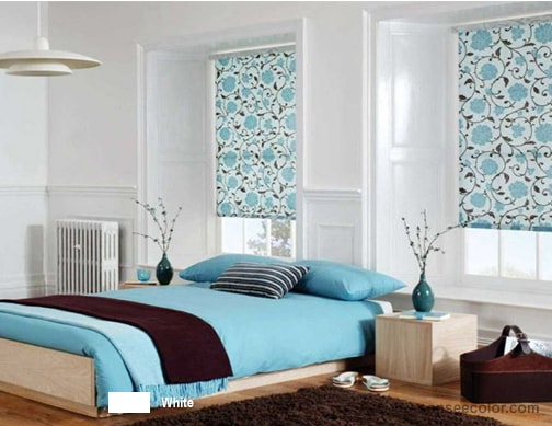 Sơn phòng màu trắng kết hợp giường ngủ màu xanh dương hợp mệnh thuỷ 
