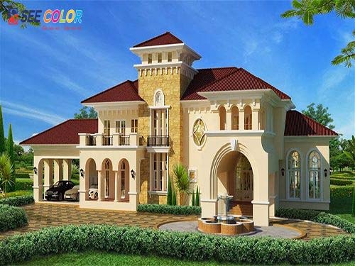 Sơn ngoại thất màu vàng kem nhẹ đẹp bắt mắt