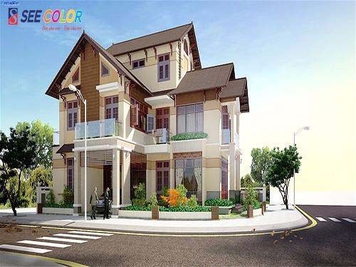 Màu vàng kem nhạt cũng phù hợp với các lối kiến trúc hiện đại