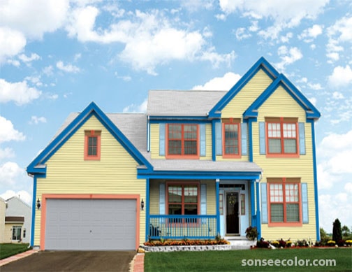 Phối màu bổ sung vàng và xanh lam 