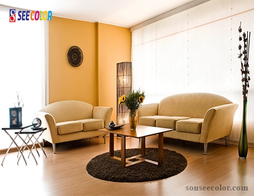 Phòng khách được sơn màu vàng hợp phong thuỷ người mệnh thổ 