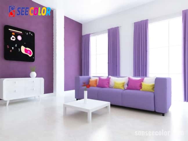 Kết hợp màu tím và màu trắng trong sơn nhà