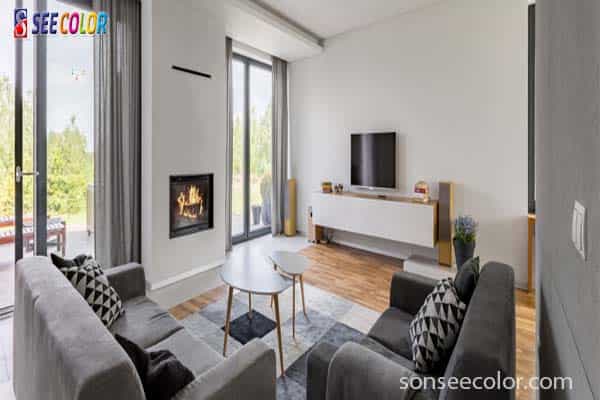 căn phòng sơn màu xám nhạt đẹp tinh tế